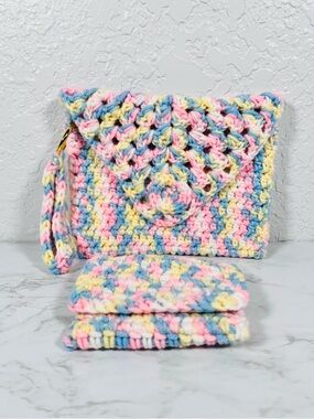 Pastel Crochet Wristlet & Card Holder